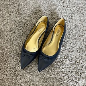 Lauren Ralph Lauren Sally Pointed Leather Navy Flats | Size 10